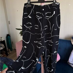 Princess Polly Black Abstract Straight leg Pants